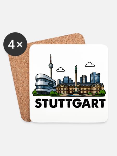 Stuttgart Skyline Stadt - Untersetzer (4er-Set) - Weiß