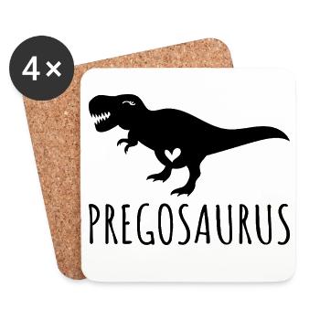 Pregosaurus Schwangerschaft Dino Werdende Mama - Untersetzer (4er-Set) - Weiß - Vorne