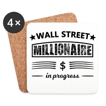 Investor Millionär Börse Dollar – Wall Street Look - Untersetzer (4er-Set) - Weiß - Vorne