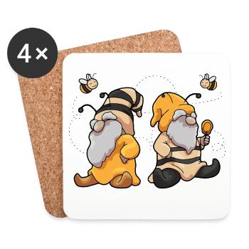 Bienen Humor Bee Happy - Untersetzer (4er-Set) - Weiß - Vorne