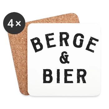 Berge und Bier - Untersetzer (4er-Set) - Weiß - Vorne
