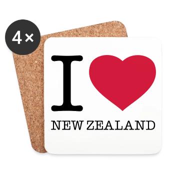 J’AIME LA NOUVELLE-ZÉLANDE Neuseeland - Dessous de verre (lot de 4) - blanc - Devant