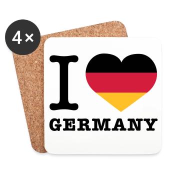 I love Germany | Herz | Heart - Dessous de verre (lot de 4) - blanc - Devant