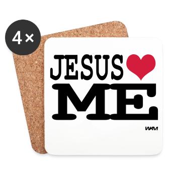Jesus loves me - foi personnelle - Dessous de verre (lot de 4) - blanc - Devant