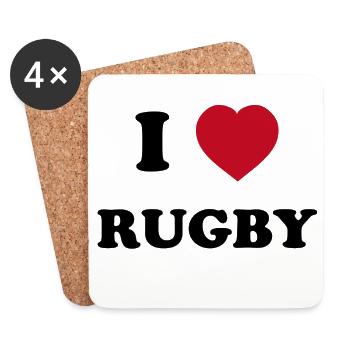 I Love Rugby - Coasters (set of 4) - white - Front