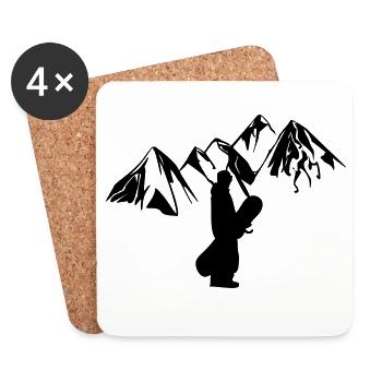 Mountain snowboarder - Coasters (set of 4) - white - Front