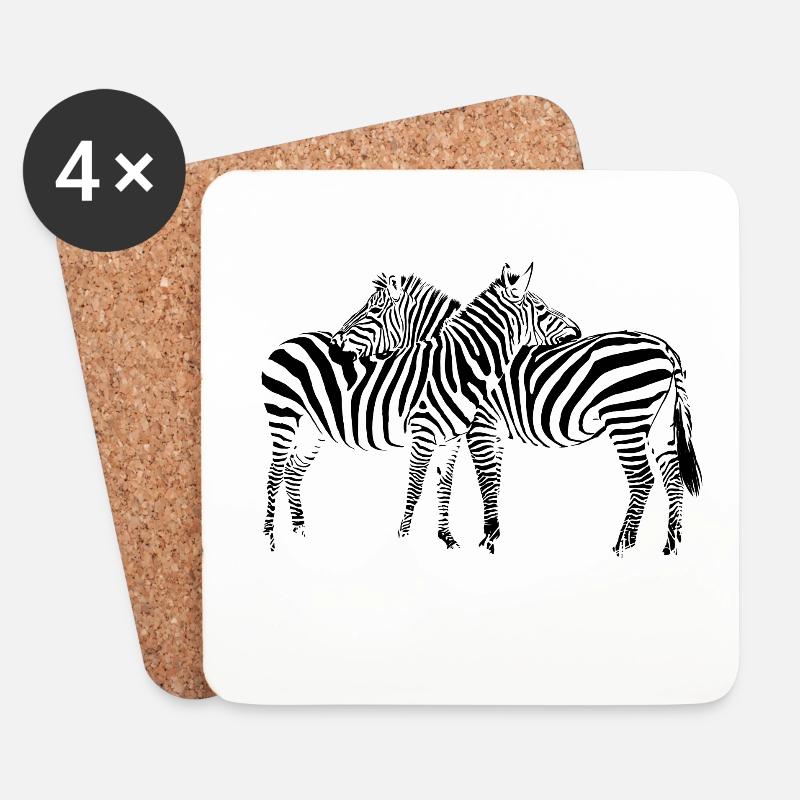 Zebra - Untersetzer (4er-Set) - Weiß