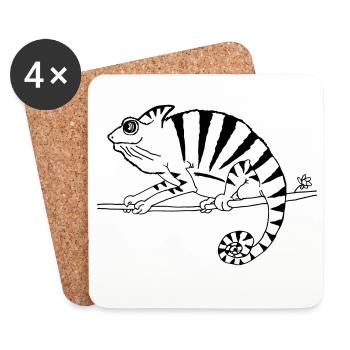 witziges Chamäleon Reptilien  - Untersetzer (4er-Set) - Weiß - Vorne