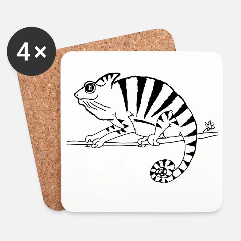 witziges Chamäleon Reptilien  - Untersetzer (4er-Set) - Weiß