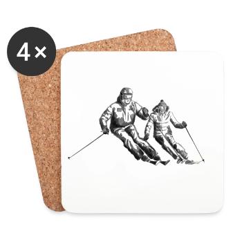 Ski Paar - Untersetzer (4er-Set) - Weiß - Vorne