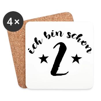 Ich bin schon 2, Zwei, Kindergeburtstag - Untersetzer (4er-Set) - Weiß - Vorne