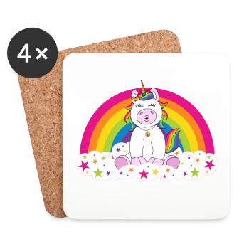 Einhorn Regenbogen - Untersetzer (4er-Set) - Weiß - Vorne