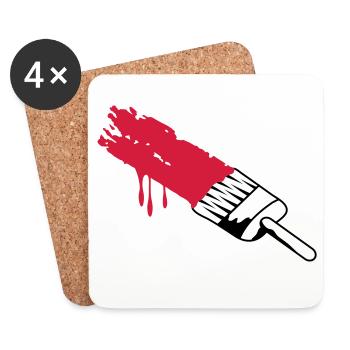 Une brosse avec des couleurs - Dessous de verre (lot de 4) - blanc - Devant