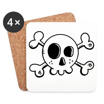 Bande dessinée crâne - crâne - Pirate - Skull - Dessous de verre (lot de 4) - blanc - Devant