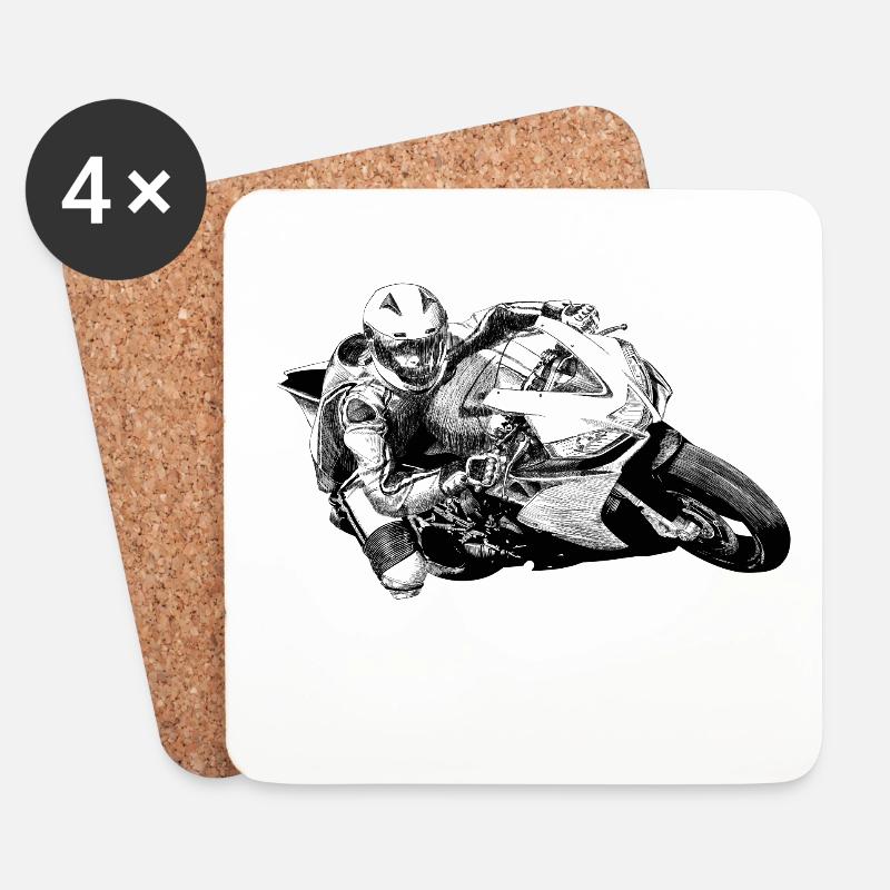 Motorrad - Untersetzer (4er-Set) - Weiß