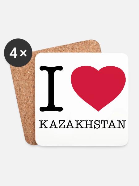 I LOVE KAZAKHSTAN Kasachstan - Untersetzer (4er-Set) - Weiß