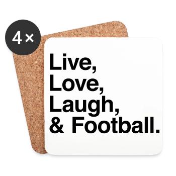 live love laugh and football - Untersetzer (4er-Set) - Weiß - Vorne