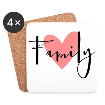 Family Herz Geschenkidee Eltern Kind Liebe - Untersetzer (4er-Set) - Weiß - Vorne