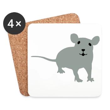 Ratte - Untersetzer (4er-Set) - Weiß - Vorne