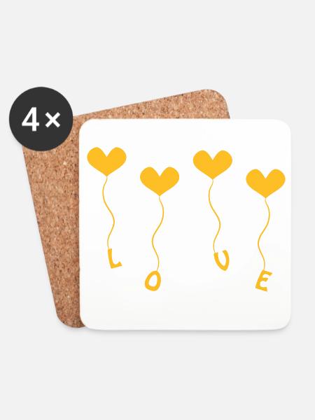 Love (4) - Coasters (set of 4) - white