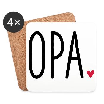 Opa Herz - Geschenk Enkel Liebe - Untersetzer (4er-Set) - Weiß - Vorne