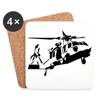 Hubschrauber - Untersetzer (4er-Set) - Weiß - Vorne