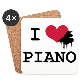 I Love Piano - Coasters (set of 4) - white - Front