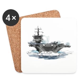porte-avions - Dessous de verre (lot de 4) - blanc - Devant