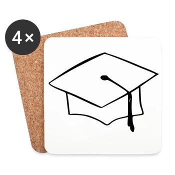 Graduation hat - Coasters (set of 4) - white - Front