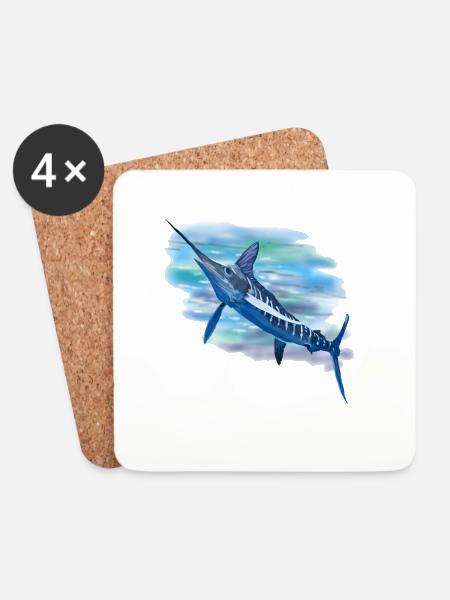 Schwertfisch - Untersetzer (4er-Set) - Weiß
