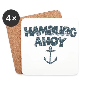 Hamburg Ahoy Anker (Vintage/Blau) - Untersetzer (4er-Set) - Weiß - Vorne
