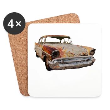 voiture rouillée - Dessous de verre (lot de 4) - blanc - Devant