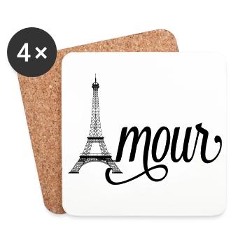 Amour Paris - Tour Eiffel - Dessous de verre (lot de 4) - blanc - Devant