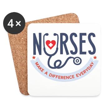 Nurses Make a Difference Everyday T-Shirt - Coasters (set of 4) - white - Front