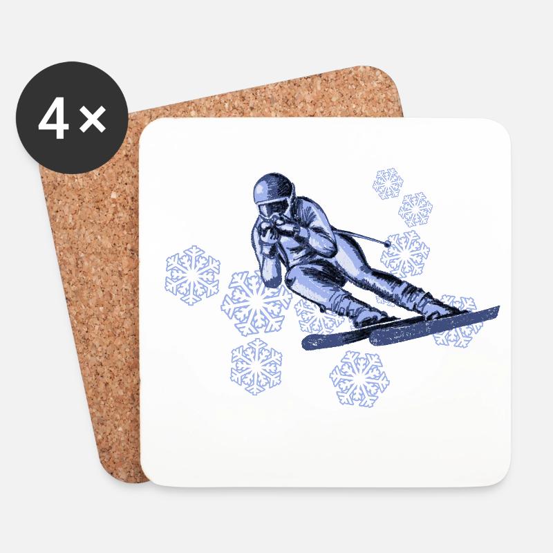 ski - Untersetzer (4er-Set) - Weiß
