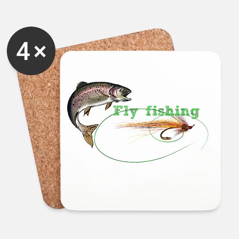 Fly fishing - Untersetzer (4er-Set) - Weiß