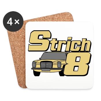 MB W115 W114 , Strich 8 , Oldtimer Kult (25) - Untersetzer (4er-Set) - Weiß - Vorne