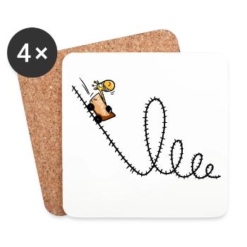 Giraffe fährt Achterbahn - Untersetzer (4er-Set) - Weiß - Vorne