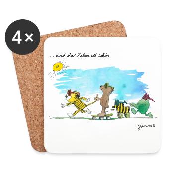 Janosch Tiger And Friends Life Is Beautiful - Coasters (set of 4) - white - Front