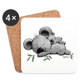 Koala mit Baby - Untersetzer (4er-Set) - Weiß - Vorne