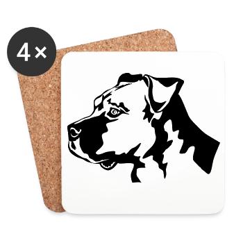 American Staffordshire Terrier Kopf - Untersetzer (4er-Set) - Weiß - Vorne