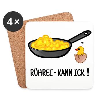Rührei, Eierspeise kochen, Küken, Berliner Dialekt - Untersetzer (4er-Set) - Weiß - Vorne
