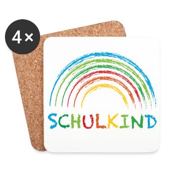 Schulkind Regenbogen Geschenk Einschulung - Untersetzer (4er-Set) - Weiß - Vorne