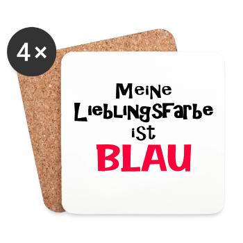 Lieblingsfarbe Blau Geschenk Lustig Sprüche Humor  - Untersetzer (4er-Set) - Weiß - Vorne