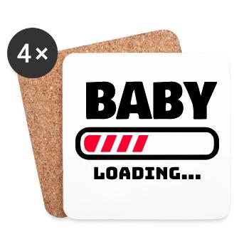 BABY LOADING LUSTIGE SCHWANGERSCHAFT GESCHENK IDEE - Untersetzer (4er-Set) - Weiß - Vorne