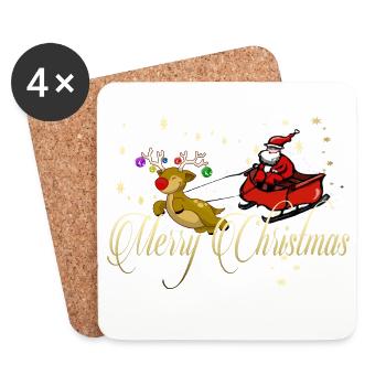Frohe Weihnachten - Untersetzer (4er-Set) - Weiß - Vorne
