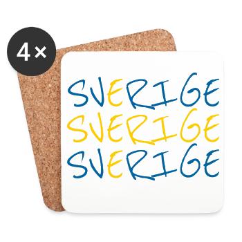 Sverige Schriftzug Flagge Schweden Design - Untersetzer (4er-Set) - Weiß - Vorne