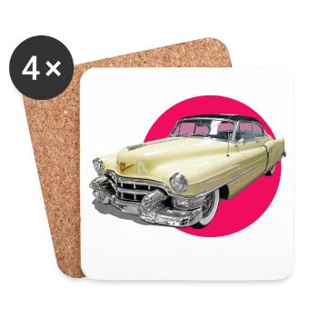 youngtimer auto liebe cadi chevy retro car oldtime - Untersetzer (4er-Set) - Weiß - Vorne