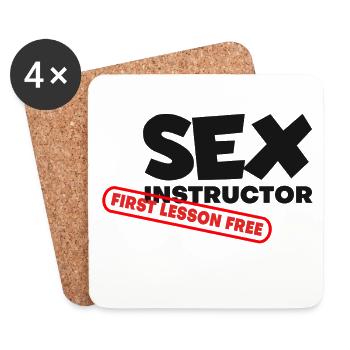 Sex Instruktor 1. Lektion kostenlos erste Lektion kostenlos # - Untersetzer (4er-Set) - Weiß - Vorne
