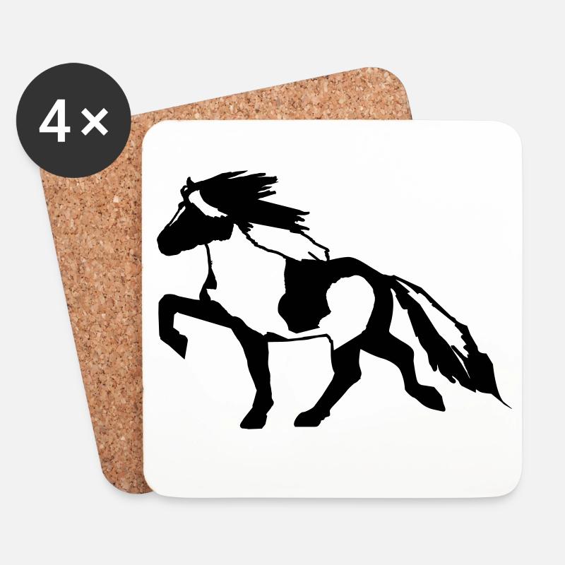 Islandpferd Schecke 7, Pinto reiten Isländer - Untersetzer (4er-Set) - Weiß